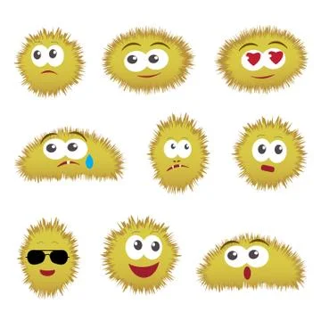 Set of cartoon funny emoticons Stock Illustration