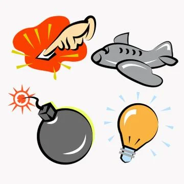 Set of Cartoon General  object symbol Stock Illustration