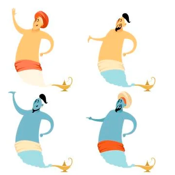 Set of cartoon genies Stock Illustration