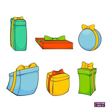 Set of cartoon gift boxes. Stock Illustration