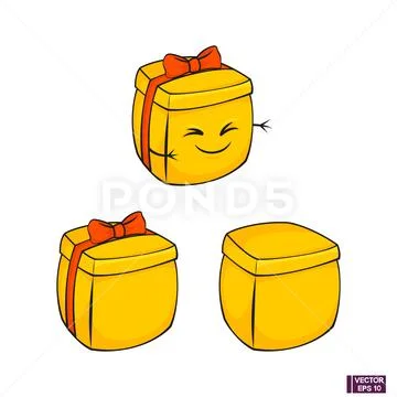 Set of cartoon gift boxes. Stock Illustration