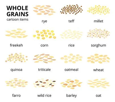 Set of cartoon grains. Illustrazione stock