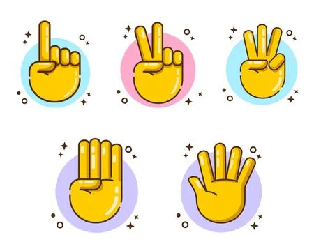 Set of Cartoon Hand Counting  One Until Five Icons Vector Illustration Illustrazione stock