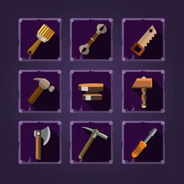 Set of cartoon hand tools Stock Illustration