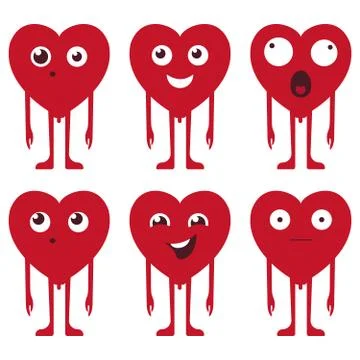 A set of cartoon heart patch badges Stock Illustration