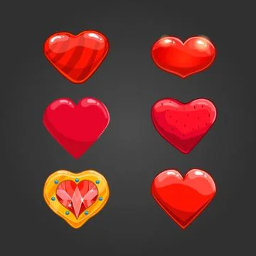 Set with cartoon hearts Illustrazione stock