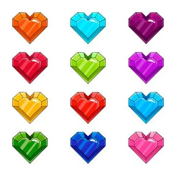 Set with cartoon hearts Stock Illustration