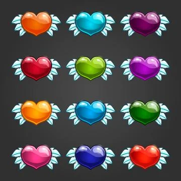 Set with cartoon hearts Stock Illustration