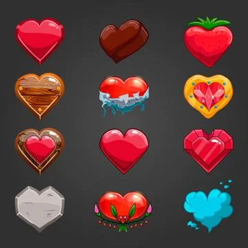 Set with cartoon hearts Stock Illustration