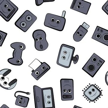 A set of cartoon icons on the computer. Illustrazione stock