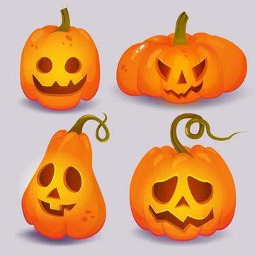 Set of cartoon isolated pumpkins Stock Illustration