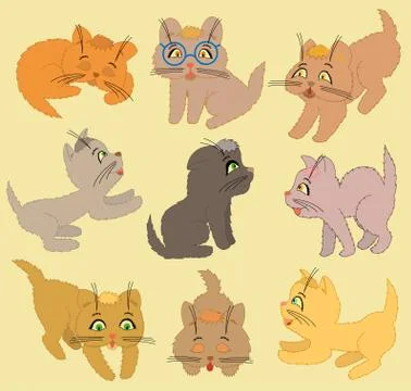 Set of cartoon kittens. vector illustration イラスト素材