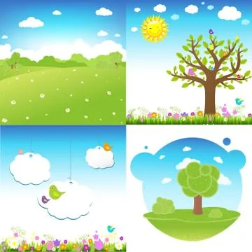 Set cartoon landscape Stock Illustration