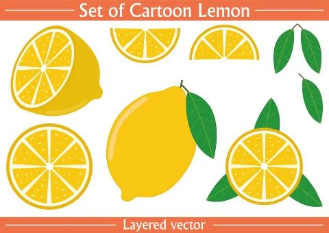 Set of Cartoon Lemon Vector Stock Illustration