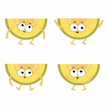 Set cartoon melons Stock Illustration