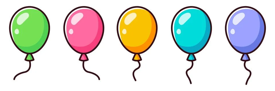Set of cartoon multi-colored balloons. Stock Illustration