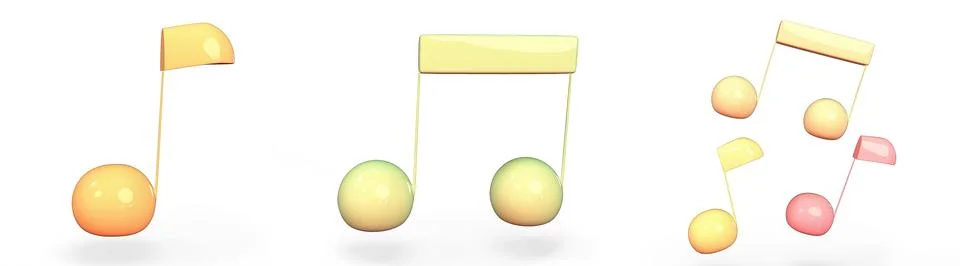 Set of cartoon notes on a white background 3D rendering イラスト素材