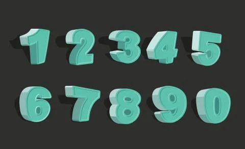 Set cartoon numbers 3d Stock Illustration