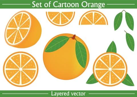Set of Cartoon Orange Vector Stock Illustration