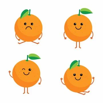Set cartoon oranges Stock Illustration