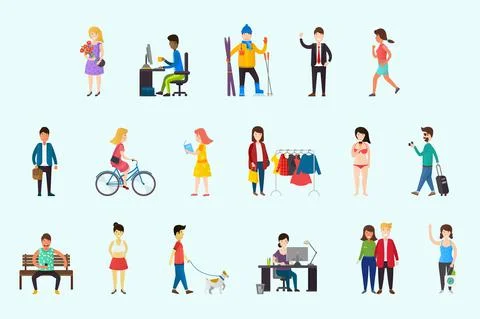 Set of cartoon people Stock Illustration