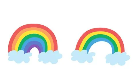Set of cartoon rainbows flat vector illustration clipart cartoon style Illustrazione stock