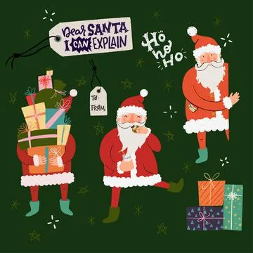 Set of cartoon Santa Stock Illustration