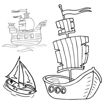 Set cartoon ship. Stock Illustration