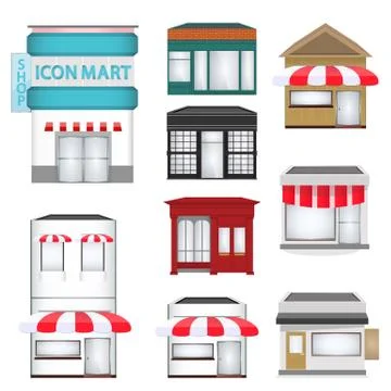 Set of cartoon shops Stock Illustration