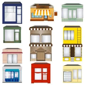 Set of cartoon shops Stock Illustration