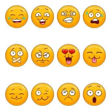 Set with cartoon smiley face Stock Illustration