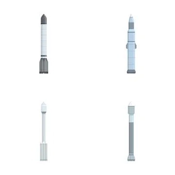 Set of cartoon space rockets isolated on white Illustrazione stock