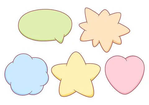 Set of cartoon speech bubbles. Cute decorative items. Stock Illustration