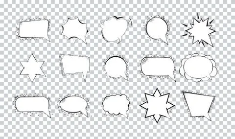 Set of cartoon speech bubbles on transparent background. Vector Illustration Stock Illustration