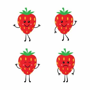 Set cartoon strawberrys Illustrazione stock