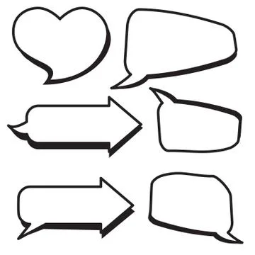 Set of cartoon text boxes with arrow shape,heart shape vector Stock Illustration