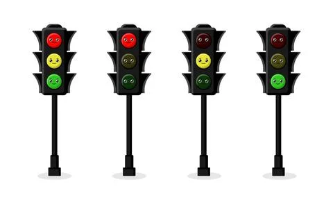Set of cartoon traffic lights. Stock Illustration