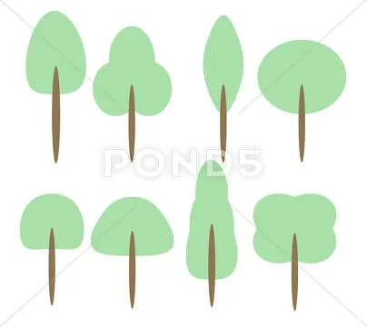 Set of cartoon trees graphic vector eps10 for use in kids artwork Stock Illustration