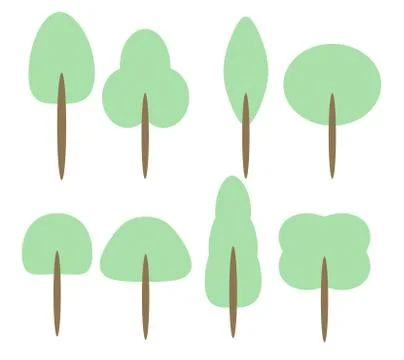 Set of cartoon trees graphic vector eps10 for use in kids artwork Stock Illustration