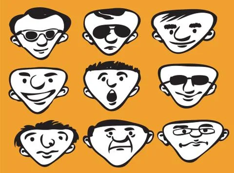Set of cartoon triangular faces Ilustración de archivo