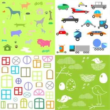 Set cartoon wallpaper Stock Illustration