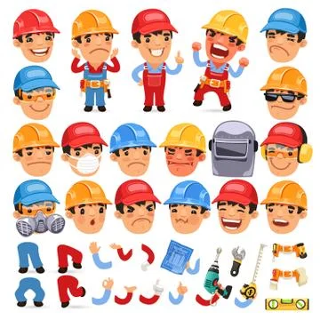 Set of Cartoon Worker Character for Your Design or Aanimation Stock Illustration