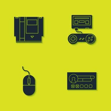 Set Cartridge, Create account screen, Computer mouse and Game console with 스톡 일러스트