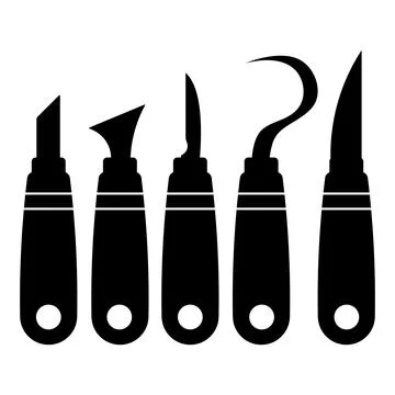 Set of Carving Tools Silhouette Vector Illustration Stock Illustration