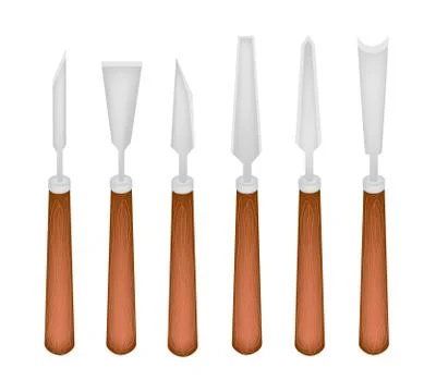 Set of Carving Tools on White Background Stock Illustration