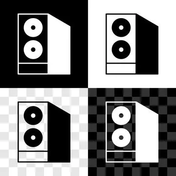 Set Case of computer icon isolated on black and white, transparent background Illustrazione stock