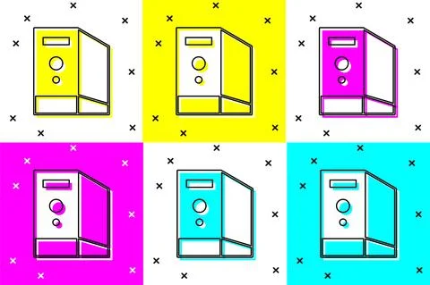 Set Case of computer icon isolated on color background. Computer server Illustrazione stock