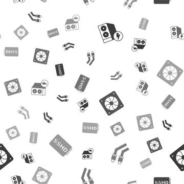 Set Case of computer, LAN cable network internet, Computer cooler and SSHD ca Illustrazione stock