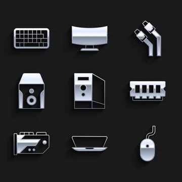 Set Case of computer, Laptop, Computer mouse, RAM, random access memory, Vi.. 스톡 일러스트