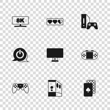 Set Case of computer, Portable video game console, Playing cards, Computer .. 스톡 일러스트